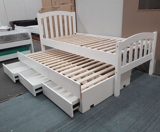 Blake Single Bed With 3 Drawers Trundle, Basic Trundle Bed Frame