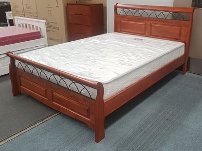 Picture of Flora King Bed  with Thick Pillow Top  Pocket Spring Mattress Solid Hardwood Antique Oak