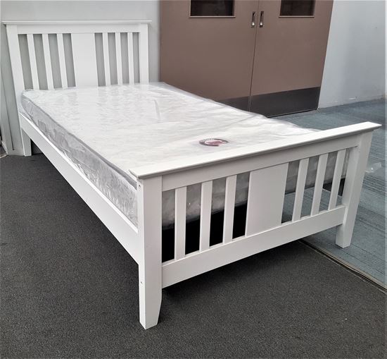 Picture of Holly  Single Bed with Mattress Solid Hardwood White Malaysian Made