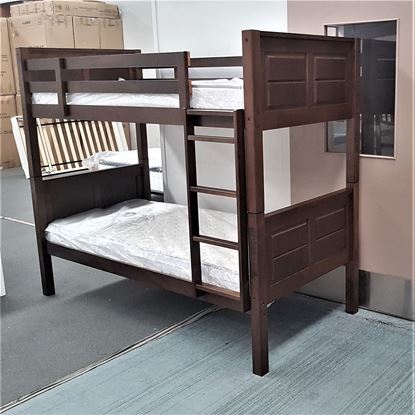 Picture of Gordon Higher Bunk Bed with Mattresses Single Solid Panels Cappuccino Malaysian Made