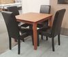 Picture of Alba Dining Table Wooden Slab 900X900mm Walnut with 4 Black Zoe Dining Chairs