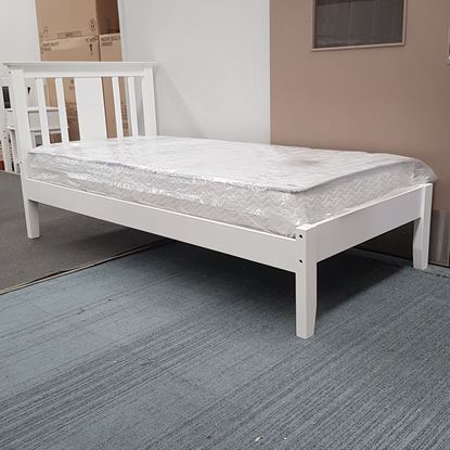 Picture of Grace King Single Bed  with Mattress Solid Hardwood White Malaysian Made