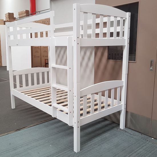 Miki Higher Solid Hardwood Bunk Bed in Single Size with White Finish – Premium Durable Design