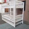 Picture of Miki Higher Solid Hardwood Bunk Bed with Trundle– Single (White) | Premium & Durable Design
