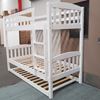Picture of Miki Higher Solid Hardwood Bunk Bed with Trundle & Mattresses– Single (White) | Sturdy & Durable Design