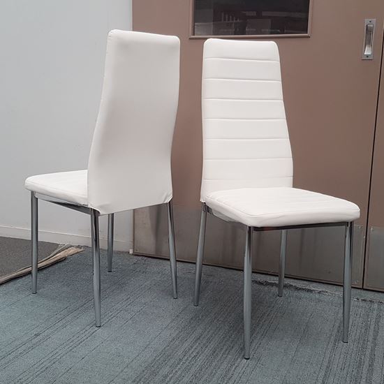 Picture of Mila White PU Leather Dining Chair with Chrome Legs – Brand New Clearance