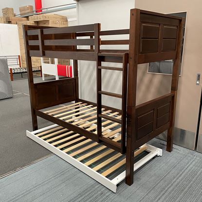 Picture of Gordon Higher Bunk Bed  with Trundle Single Solid Panels Cappuccino Malaysian Made