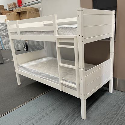 Picture of Yoko Bunk Bed with Mattresses White Single Solid Panels Malaysian Made