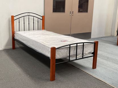 Picture of Jenny Single Bed with Mattress Solid Construction Oak-Black Malaysian Made