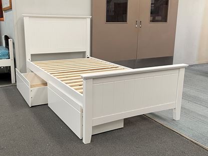 Picture of Eddie Solid Hardwood King Single Bed with Drawers– White Finish Crafted for Excellence
