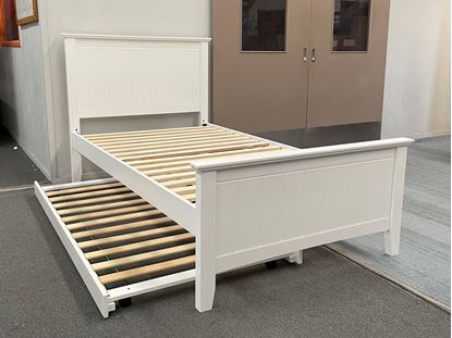 Picture of Eddie Solid Hardwood King Single Bed with Trundle – White Finish Crafted for Excellence