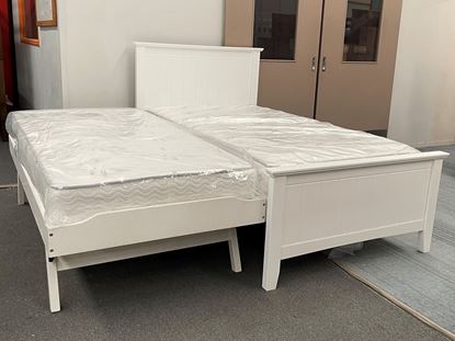 Picture of Eddie King Single Bed with Pop up Trundle Mattresses Solid Hardwood White Malaysian Made