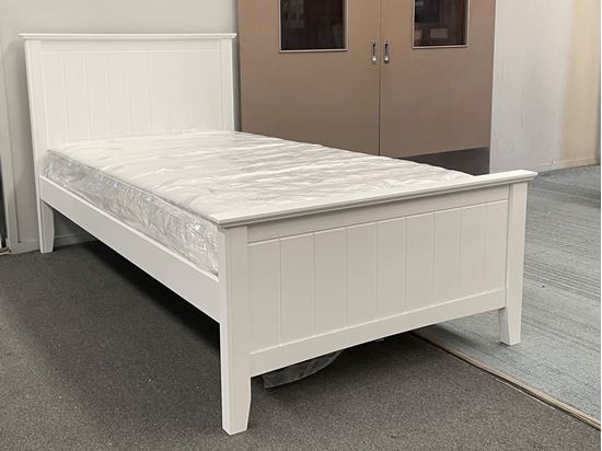 Picture of Eddie King Single Bed with Mattress Solid Hardwood White Malaysian Made