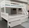 Picture of Miki Solid Hardwood Bunk Bed with Drawers & Mattresses– Double Single (White)