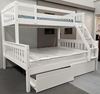 Picture of Miki Queen Bunk Bed with Mattresses Solid Hardwood White Colour