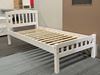 White single bed with wooden frame