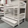 Picture of Miki Bunk Bed Single with Trundle Solid Hardwood White Malaysian Made