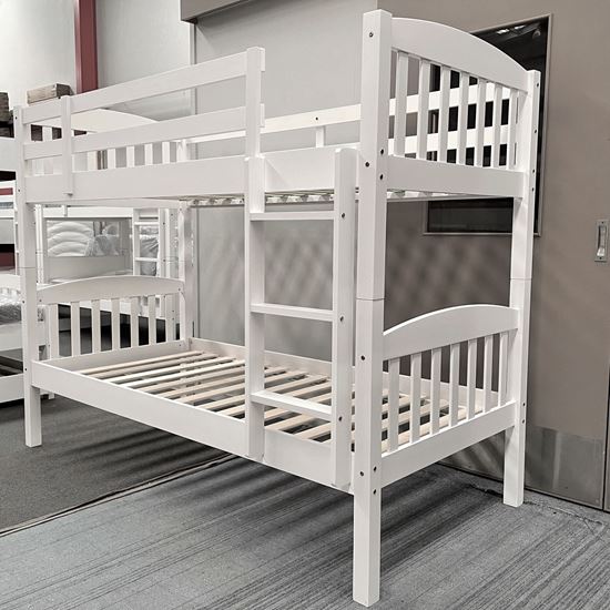 Miki Solid Hardwood Bunk Bed in Single Size with White Finish – Premium Durable Design