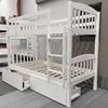 Miki Solid Hardwood Bunk Bed with Drawers in White finish, featuring premium craftsmanship and space-saving design