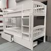 Miki Solid Hardwood Bunk Bed with Drawers & Mattress in White finish, featuring premium craftsmanship and space-saving design