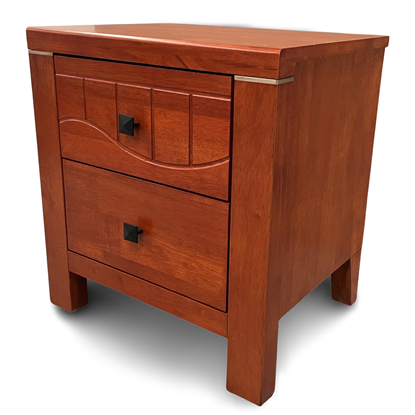 Picture of Delta Bedside Table 2 Drawer Fully Assembled Oak Malaysian Made (21kg Weight)