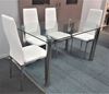 Picture of Melody Dining Table Clear Glass 1.5X0.9m with 4 White Mila Dining Chair