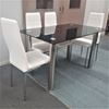 Picture of Melody Dining Table Black Glass 1.5X0.9m with 4 White Mila Dining Chair