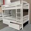 Miki Higher King Single Hardwood Bunk Bed with Drawers & Mattresses in White – Sleek & Durable