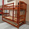 Picture of Miki Solid Hardwood Bunk Bed with Trundle & Mattresses– Single (Antique Oak) | Sturdy & Durable Design