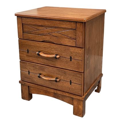 Picture of Addison Bedside Table 3 Drawer Fully Assembled Chestnut Colour Malaysian Made (24kg Weight)