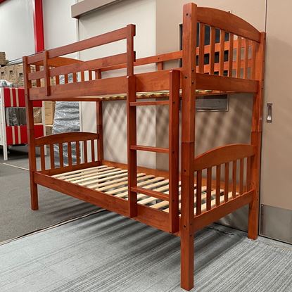 Miki Solid Hardwood Bunk Bed in Single Size with Antique Oak Finish – Premium Durable Design