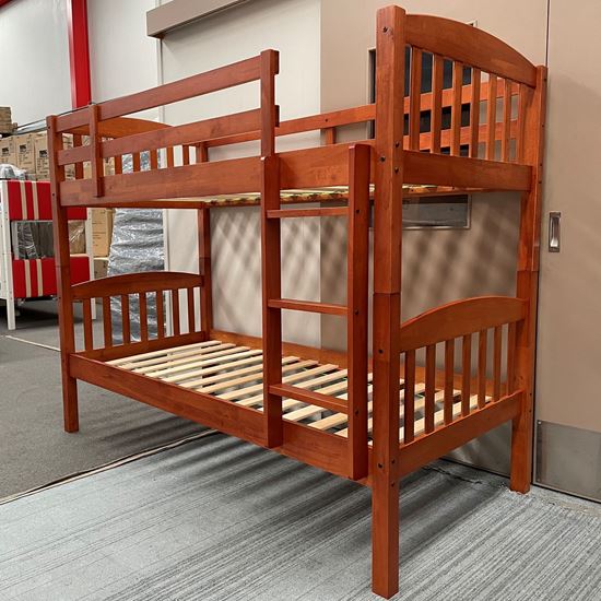 Miki Solid Hardwood Bunk Bed in Single Size with Antique Oak Finish – Premium Durable Design