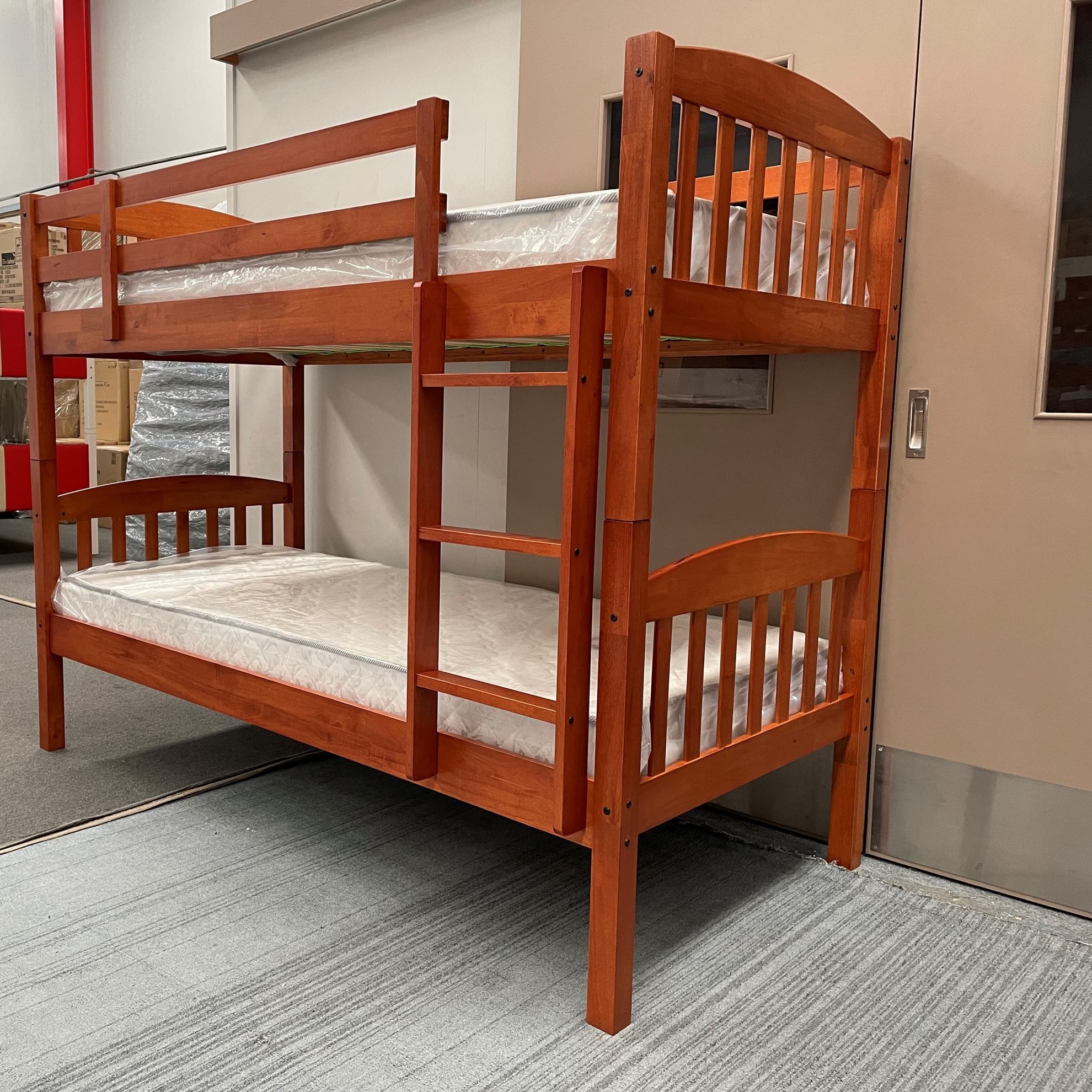 Furniture Place Nz: Miki Bunk Bed With Mattresses Single Solid Hard Wood  Antique Oak Colour