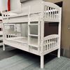 Miki Solid Hardwood Bunk Bed with Mattresses in White finish, featuring premium craftsmanship and space-saving design