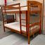Miki Higher King Single Hardwood Bunk Bed with Mattresses in Antique Oak – Sleek & Durable
