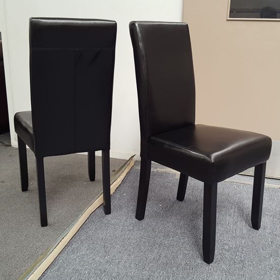 Picture of Zoe Black PU Leather Dining Chair with Dark Wooden Legs