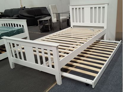 Picture of Holly King Single Bed with Trundle Solid Hardwood White Malaysian Made
