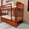 Picture of Miki Solid Hardwood Bunk Bed with Drawers & Mattresses– Single (Antique Oak) | Sturdy & Durable Design