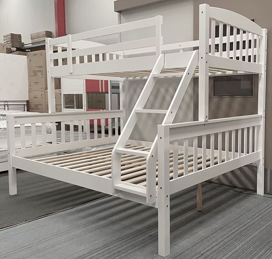 Miki Higher Solid Hardwood Bunk Bed in Double Single Size with White Finish – Premium Durable Design
