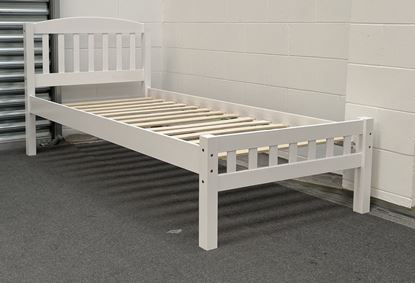Miki Solid Hardwood Single Bed in White – Durable, Stylish, and Perfect for Any Room