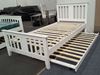 Holly King Single Bed with White Trundle – Solid Rubberwood Frame