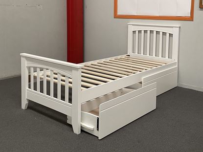Cooper King Single Bed with Drawers in white, crafted from solid hardwood with a sturdy frame and elegant design