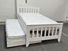 Cooper King Single Bed with Pop up Trundle and Mattresses in white, crafted from solid hardwood with a sturdy frame and elegant design