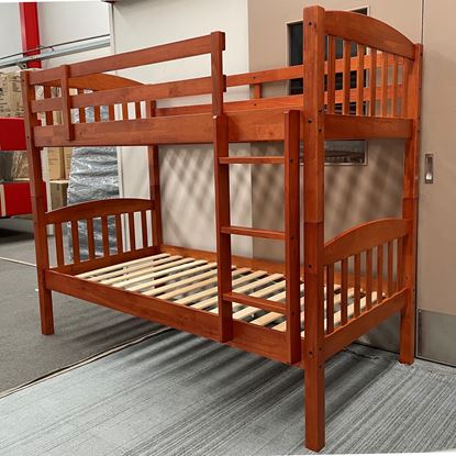 Picture of Solid Hardwood Bunk Bed (Single/Single) — Oak Finish | Top Choice