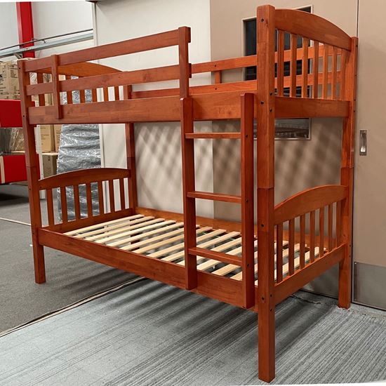 Picture of Solid Hardwood Bunk Bed (Single/Single) — Oak Finish | Top Choice
