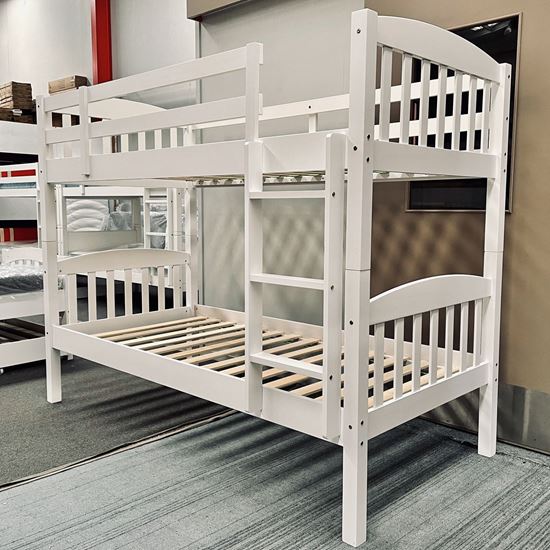 Picture of Solid Hardwood Bunk Bed (Single/Single) — White Finish | Top Choice