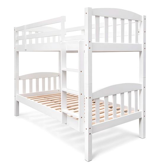 Picture of Solid Hardwood Single over Single Bunk Bed – White High