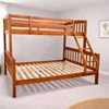 Picture of Miki Solid Hardwood Single over Double Bunk Bed with Drawers - Antique Oak