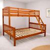 Picture of Miki Solid Hardwood Single over Double Bunk Bed - Antique Oak - Includes Mattresses