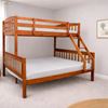 Picture of Miki Solid Hardwood Single over Double Bunk Bed with Drawers - Antique Oak - Includes Mattresses